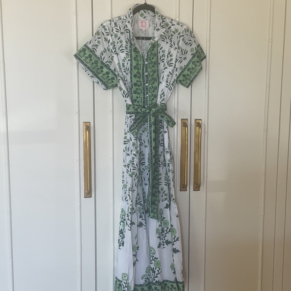 Victoria Dunn Green and White Maxi Dress